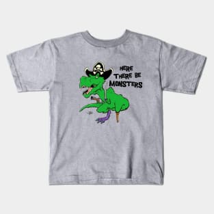 Pirate Rex-Here There Be Monsters (Color) Kids T-Shirt